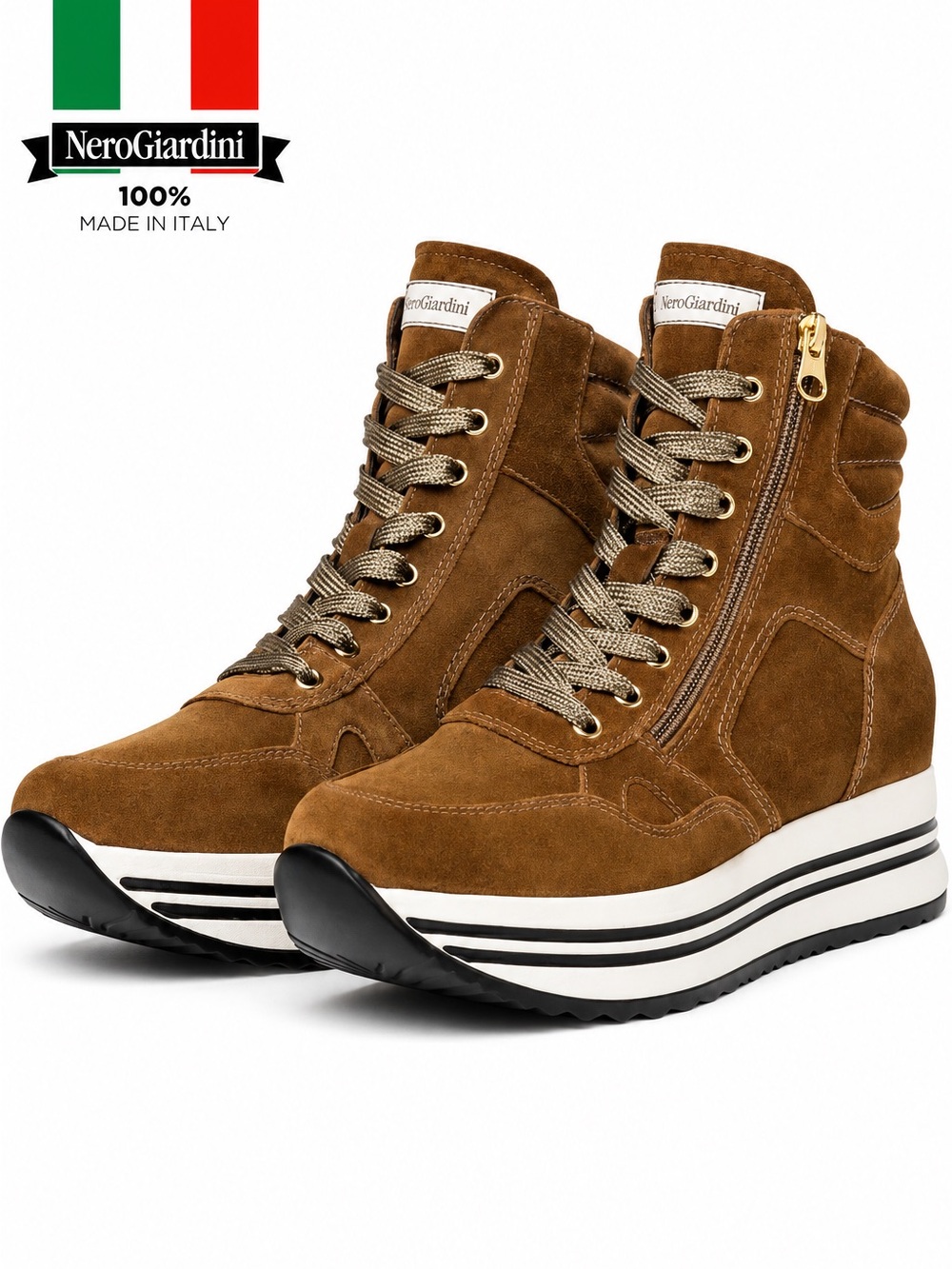 Nero Giardini High-top Suede Platform Boots Model: I116936D New